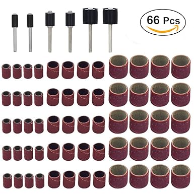 UEETEK 66pcs Trommelschleifer stellte ein, einschließlich 60pcs Sanding Bands und 6pcs Trommel-Dorne
