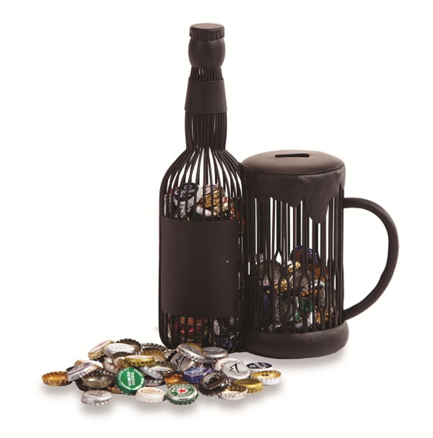 12" Decorative Brown Steel Caged Mug and Bottle Beer Cap