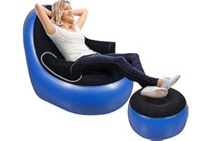 MIICASA Inflatable Chair with Armrest & Ottoman, Blow Up Inflatable Sofa Chair, Folding Lazy Sofa Without Pump, Inflatable Fu