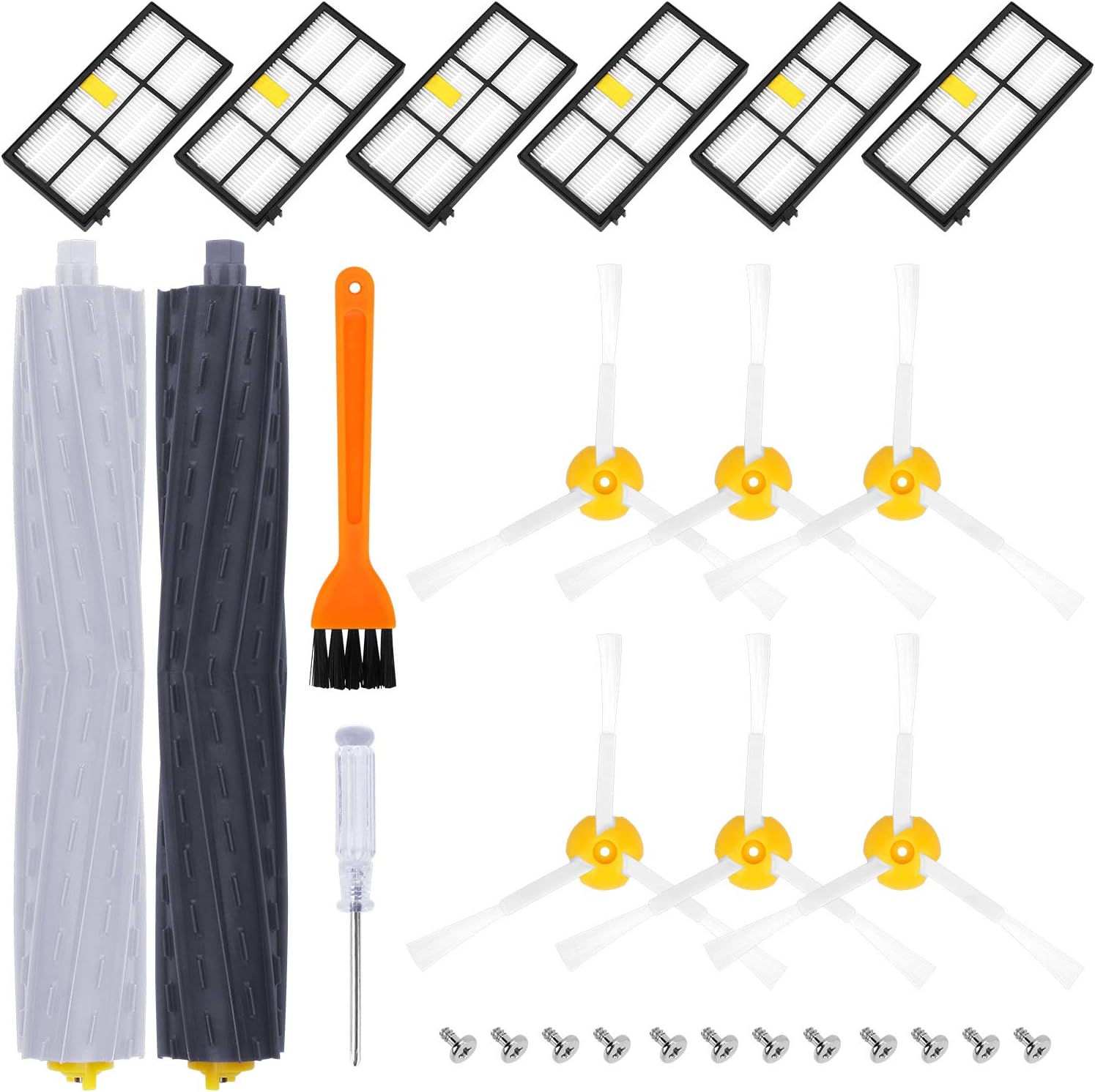 ActFaith Accessories for iRobot Roomba 800 900 Series 850 860 861 866 870 880 890 960 980 Robot Vacuum Cleaner Replacement Parts Include 1 Set Roller & 6 Hepa Filter & 6 Side Brushes -
