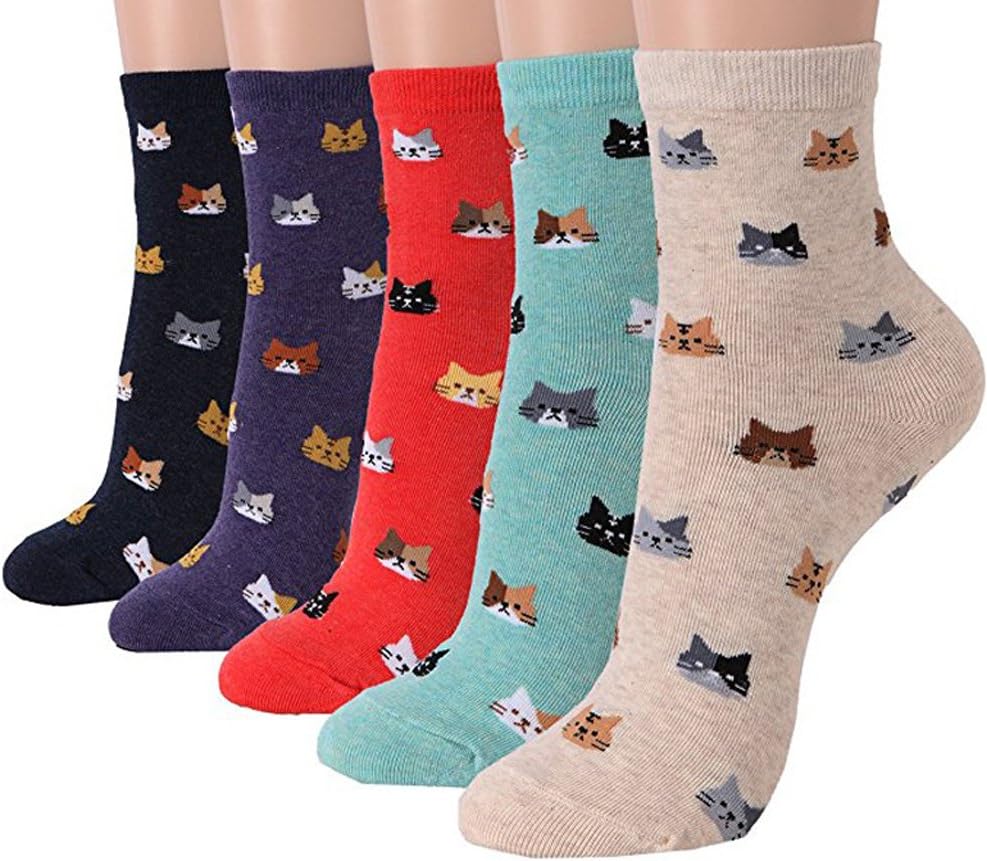 BirsppyWomens Casual Socks-Cute Crazy Lovely Animal Cats Good for Gift One Size Fits All,5 Mini Cats,One Size
