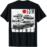 Backprint Distress JDM Legends Race Cars Japanese Flag Gifts T-Shirt