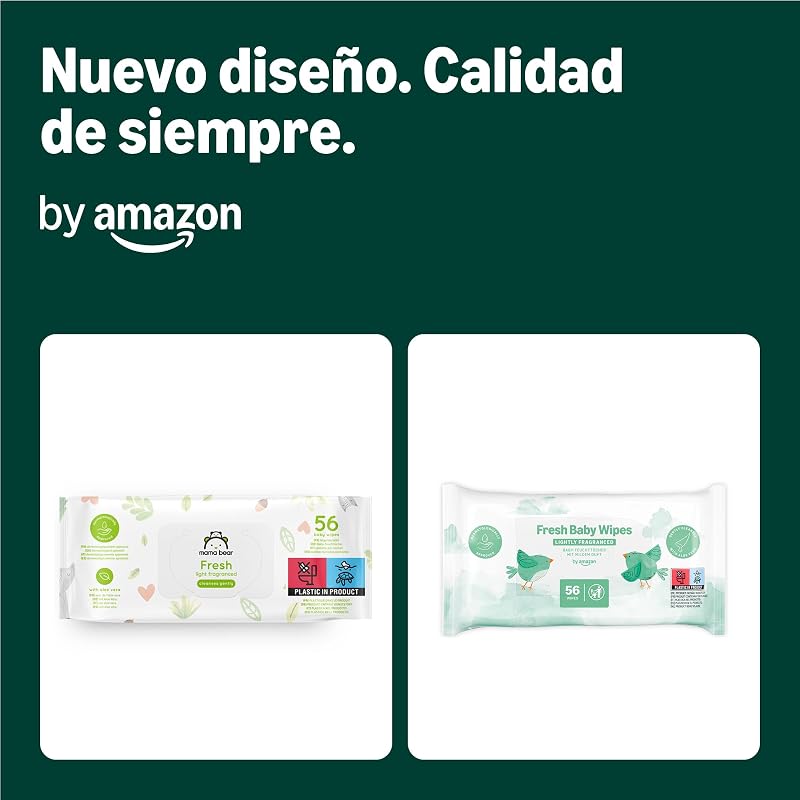 Toallitas refrescantes para bebé, 1008 toallitas, sin perfume, 18 paquetes de 56