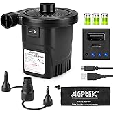 Rechargeable Air Pump, AGPtEK Electric Air Pump Quick-Fill Inflator & Deflator with 3 Nozzles, Lightweight & Portable Air Pum