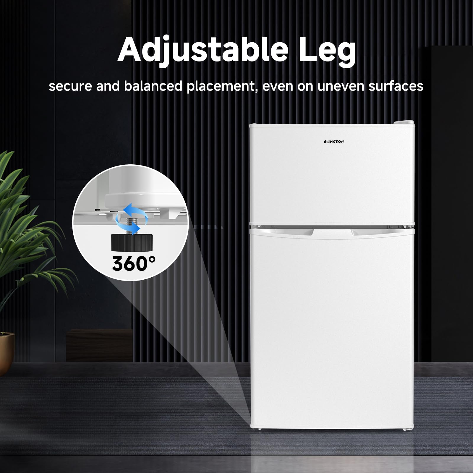 BANGSON Mini Fridge with Freezer, 2 Door Small Refrigerator with Freezer, Small Fridge for Bedroom, 3.2 CU.FT, For Home, Office, Dorm, Garage or RV, White