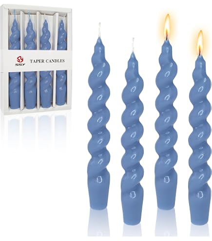 PAMELIFE Spiral Taper Candles - Set Of 6 Brown Twisted Candles, 9.5 Inches Tall