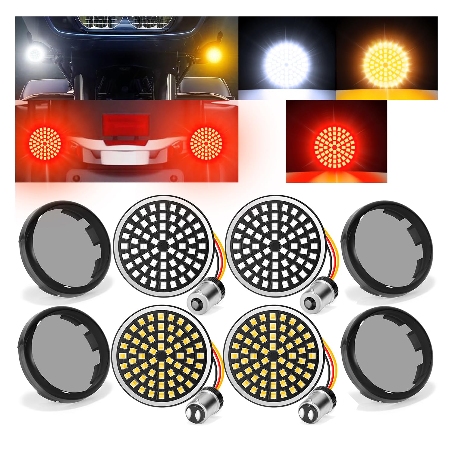 Photo 1 of 1157 1156 LED Turn Signals, 2 Inch High Brightness Front Rear LED Turn Signal Bulb with Lens Fit for Harley Davidson 1986-2026 Touring Softail Dyna Sportster Iron 883 1200 Street Glide Road Glide