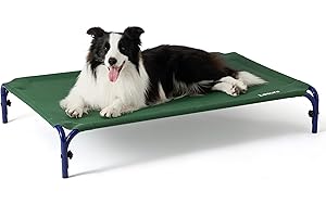 LE SURE Lesure Elevated Raised Outdoor Dog Bed - Cooling Dog Cot Bed for Large Dog Easy to Assemble, Lifted Pet Bed with Durable Breathable Teslin Mesh, Dog Hammock Bed with Non-Slip Feet, Green 41"