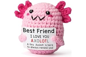 WEYON Friendship Gift Crochet Axolotl, Tiny Handmade Collectible Doll for Sisters, Coworker Work Bestie, Funny Present for Birthday, Valentines, Christmas, Easter & Mother's Day