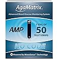AgaMatrix Amp Blood Glucose Test Strips, 50 Count Test Strips for Diabetes | Use with AgaMatrix Amp Blood Glucose Monitor Only | 1 Box, 50 Diabetes Test Strips