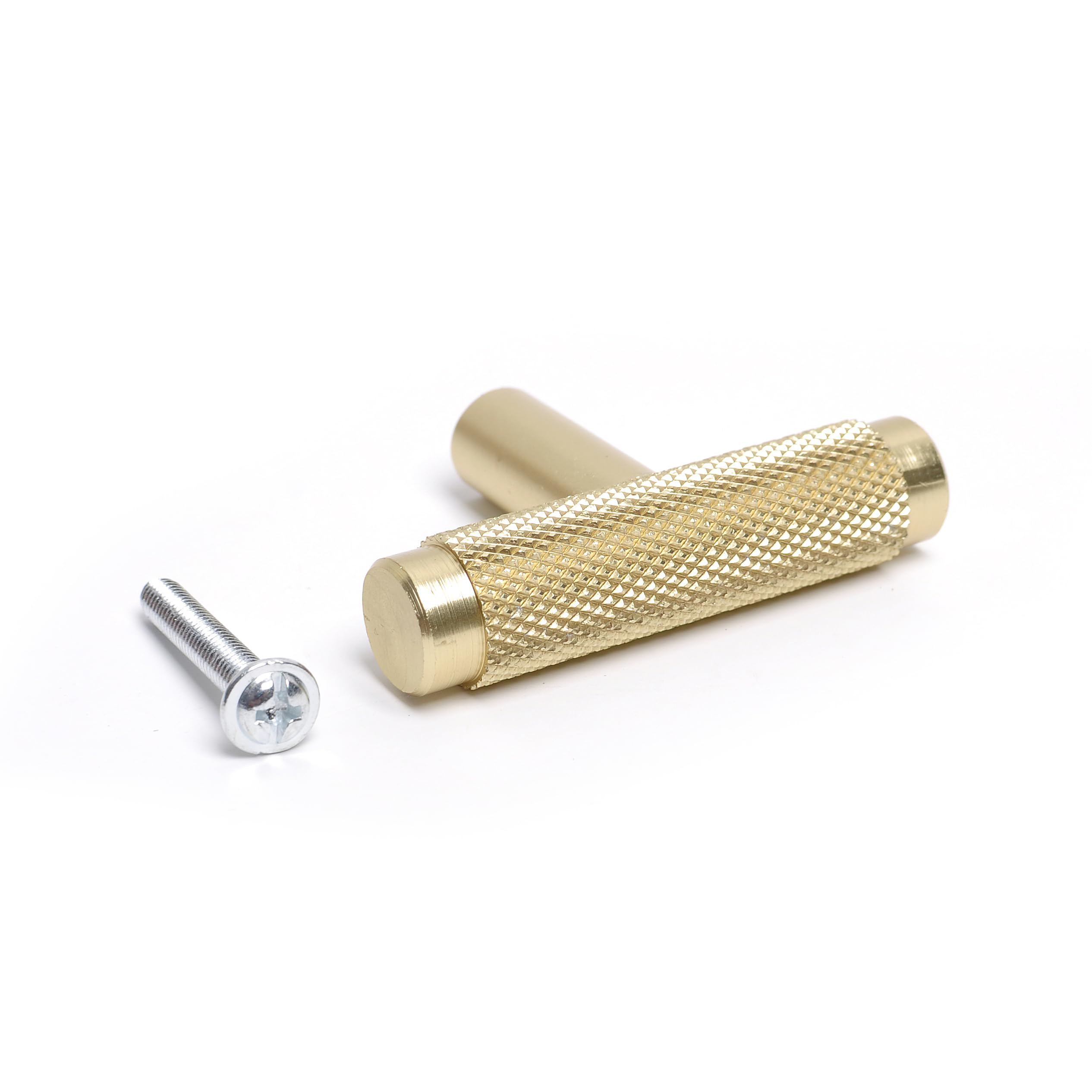 BSM Marketing Knurled T Bar Gold Modern Kitchen Cupboard Cabinet Drawer Bar Door Handle Knob (20, Knob)