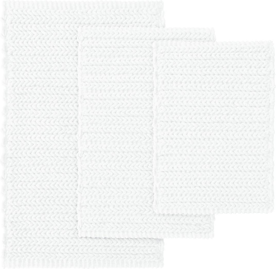 Madison Park Lasso 100% Cotton Chenille Chain Woven Stitch Bathroom Rug-Non Slip-Absorbent, Quick Dry Bath Mat, 24x40, White: Home & Kitchen