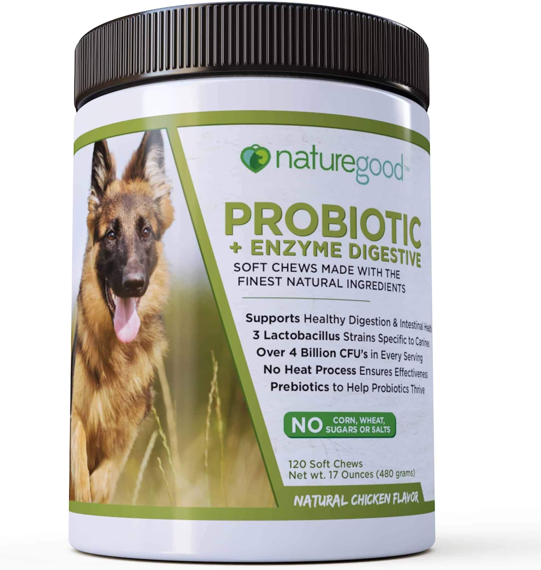 Probiotics for Dogs | Digestive Enzymes for Dogs | Prebiotic Pet Supplement | Diarrhea, Allergy Symptoms, Gas, Skin Itching, Bad Breath Relief | Improves Immune System Health | 120 Soft Chews