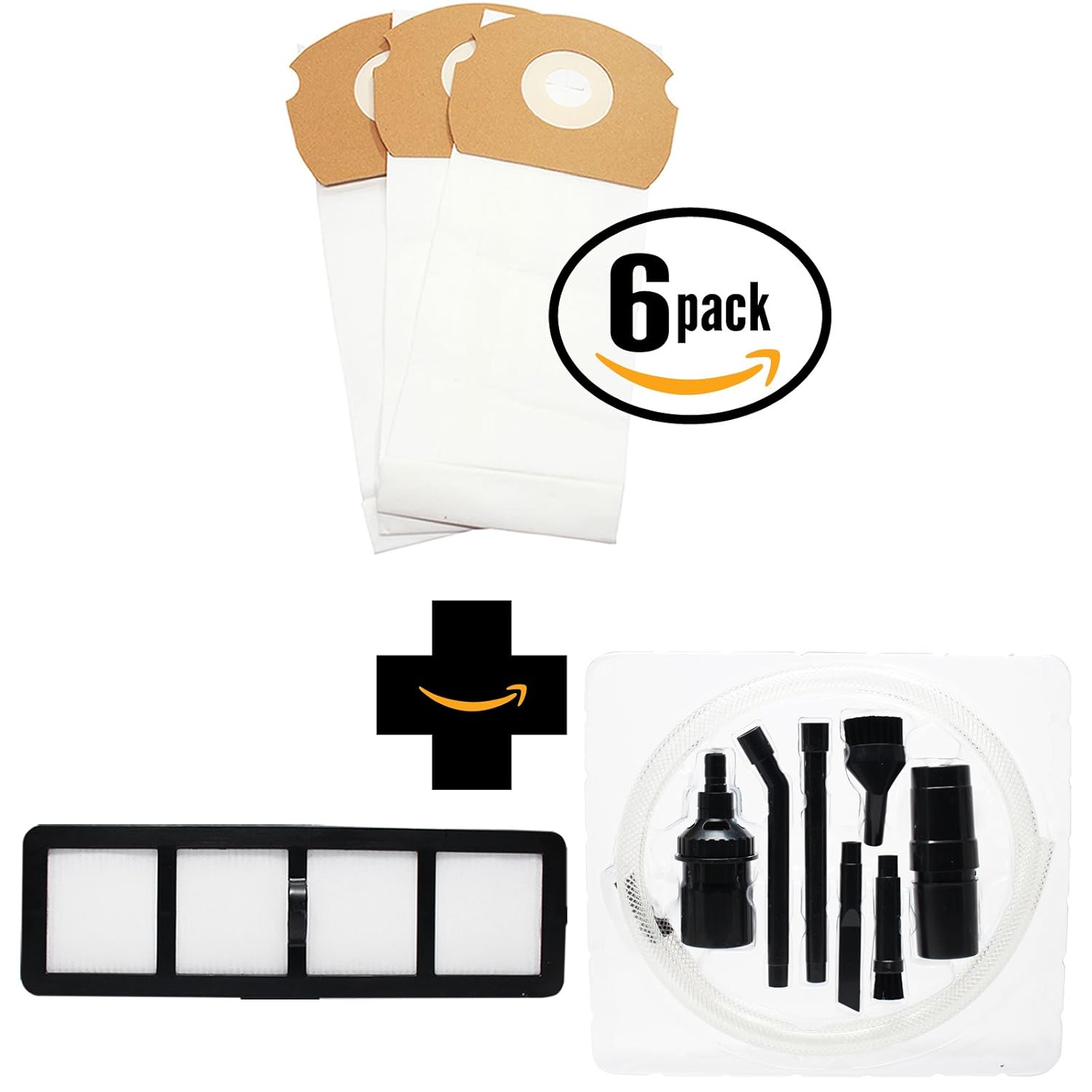 18 Replacement AS Vacuum Bags 68155 & EF-6 Filter 69963 with 7-Piece Micro Vacuum Attachment Kit for Eureka - Compatible with Eureka AirSpeed AS1000A, Eureka AS1000A, Eureka AS1001A, Eureka AS1051A, DCF-21 Dust Cup Filter, Eureka AS1050, Eureka AS1053AX, Eureka AirSpeed Gold AS1001A, Eureka AirSpeed AS1050, Eureka AirSpeed AS1051A