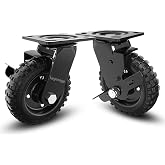 Lygoeege 6 Inch Swivel Heavy Duty Caster Wheel with Brake, Set of 2 | All-Terrain, Alloy Bracket, 850 Lbs Capacity, Solid Rubber Tires, Flat Free, for Carts, Workbench, Warehouse, DIY Tools
