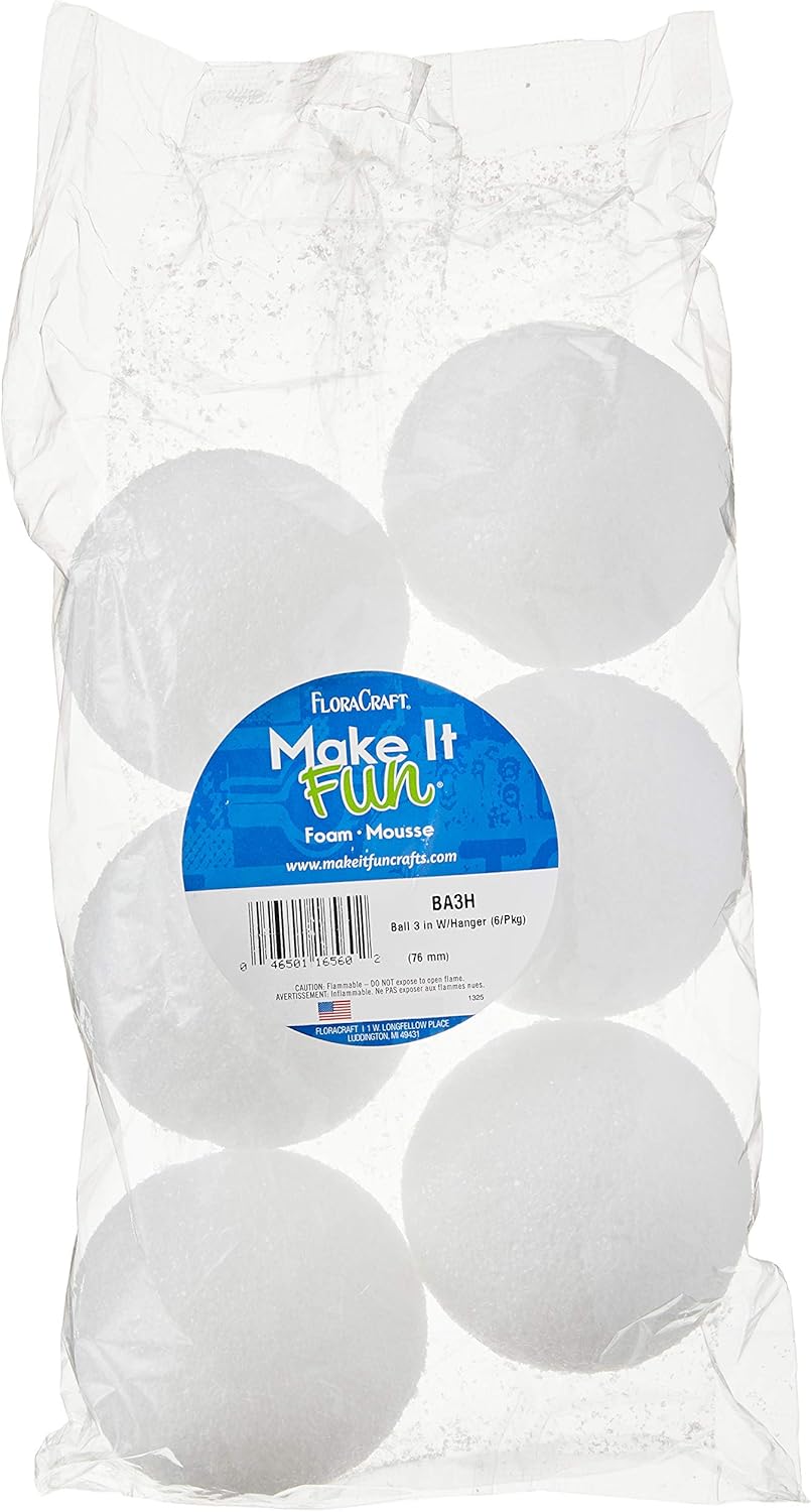 Amazon Com Floracraft Styrofoam Balls 3 Inch White Pack Of 6 Arts Crafts Sewing