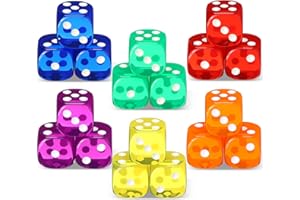 Seenelling 18 Pcs Casino Theme Party Dice Large Opaque Jumbo Acrylic D6 Dice for Casino, Craps, Table Games and Board Games(19 mm,Vivid Color)