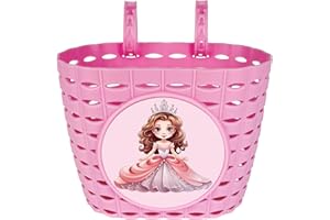 Dankeler Girls Pink Bike Basket, Cute Bicycle Front Handlebar Basket, Adjustable Plastic Tricycle Basket for Kids, Baby Girls