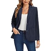 LADI TREND Women's Corduroy Blazers Casual Long Sleeve Notch Lapel Work 2-Button Open Front Blazer Jackets Pockets