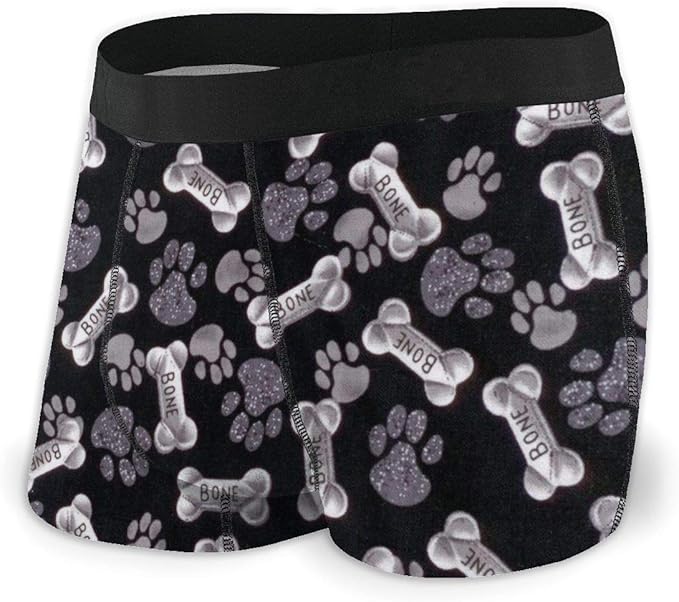 Dog Paw Print and Bone Men's Boxer Briefs Underwear Black at Amazon Men