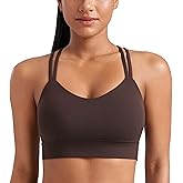 CRZ YOGA Softness Mold Butterluxe Strappy Longline Sports Bras for Women - Double Spaghetti Strap Workout Yoga Crop Top