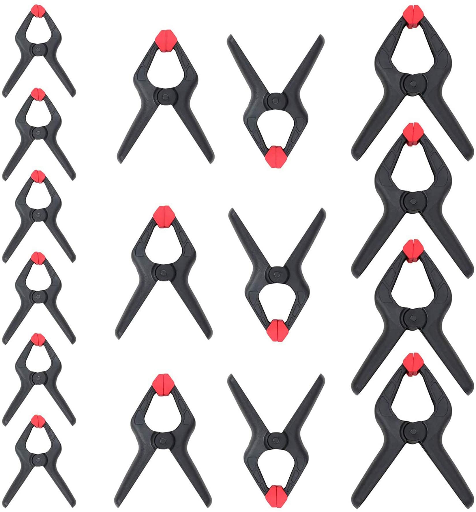 WORKPRO 16-Piece Spring Clamps Set, Heavy Dudy Clamps for Woodwork, Photography, Tarpaulin, Crafts, Garden, Patio, Sizes 4x165 mm, 6x115 mm, 6x90 mm