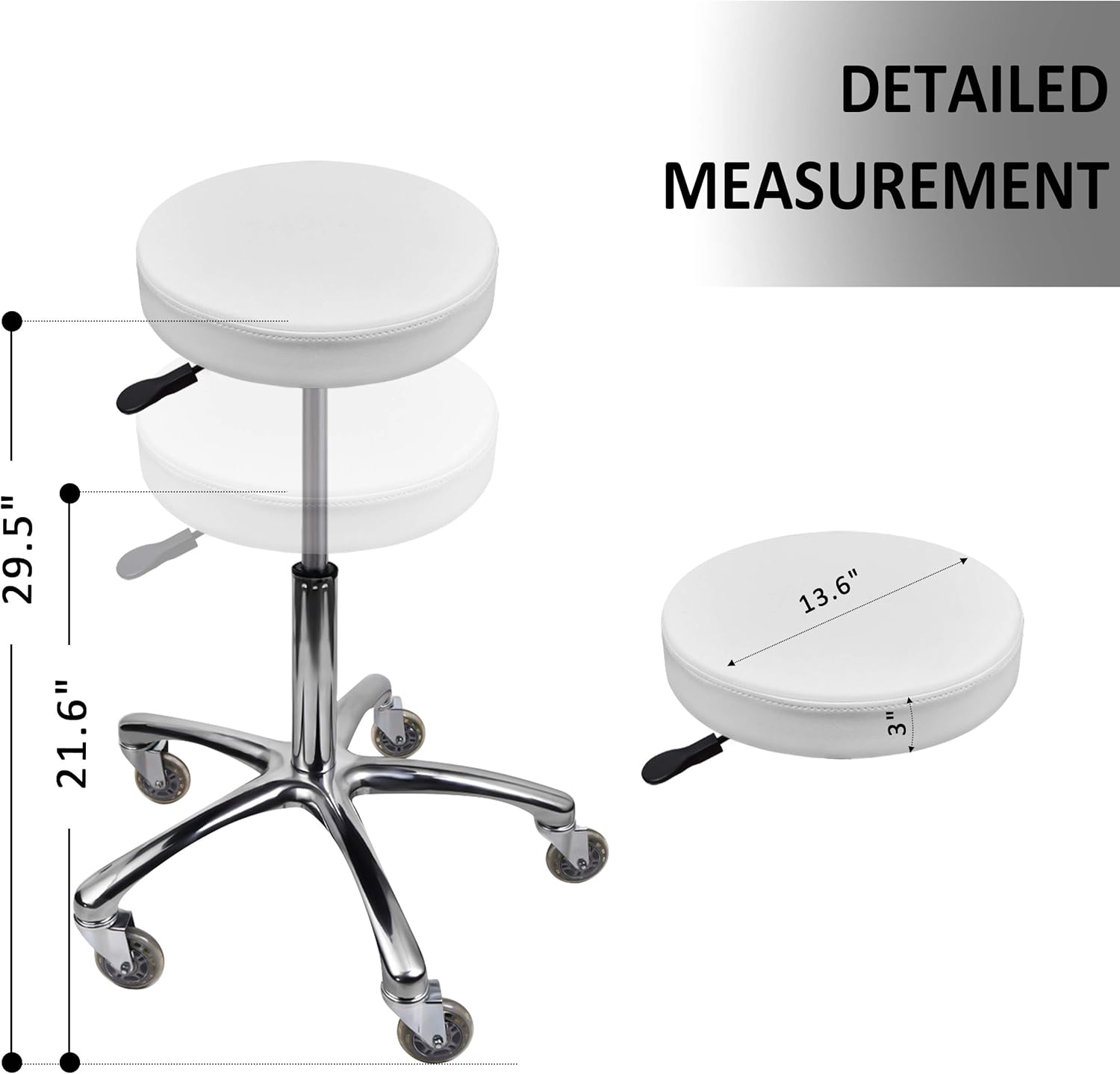 Adjustable Stool and White Round Chair or Salon & Spa Stools, The Adjustable Rolling Stool Can be Used as The Office Stool and Swivel Stool, Rolling Stool can Also Slide in Cloth Carpets. …: Kitchen & Dining