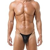 FEOYA Men's Sexy Low Rise Bikini Briefs Soft See Through G-Srting Thong Panties Bulge Pouch Underwear with Clear Strap