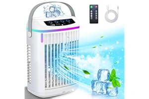 Portable Air Conditioners Cooling Fan, YiHee Mini Air Conditioner with Remote, 3 Wind Speed & Modes, Night Light, 4H Timer, Portable AC Evaporative Air Cooler for Bedroom, Room, Office