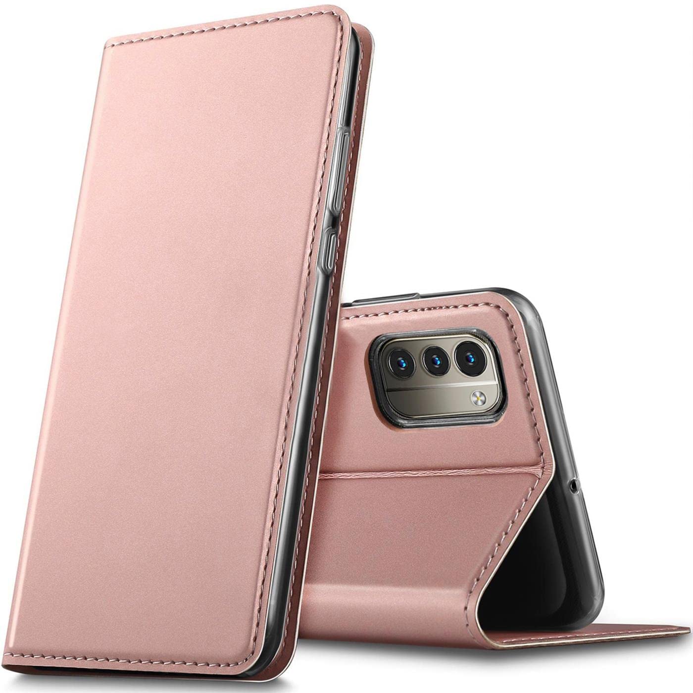Verco Mobile phone case for Nokia G11 / G21, premium mobile phone flip cover for Nokia G11 / G21 case [integrated magnet] book case PU leather bag, rose gold