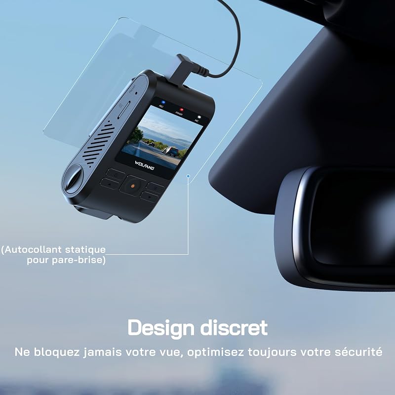 2.5K Dashcam Voiture, Wi-FI Caméra Voiture, IPS 2" Grand Angle 170°, G-Capteur, Mode Stationnement 24H, Vision Nocturne, Enregistrement en Boucle