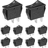 VEXUNGA 10pcs KCD3 Rocker Switch 2 Pin On Off SPST Boat Rocker Switch 20A 125V 15A 250V AC 2 Position Mini Black Rectangle To
