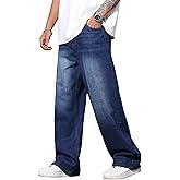 Men's Baggy Jeans Y2K Vintage Wide Leg Denim Pants Hip Hop Skater Jeans Loose Fit Trousers 2000s Streetwear