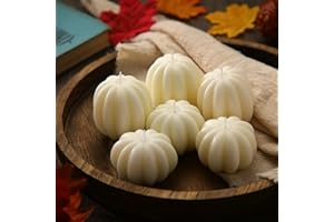 MTLEE 6 Pieces Thanksgiving Pumpkin Shaped Candle Fall White Scented Tealight Candles Home Decor Handmade Thanksgiving Gifts for Bedroom Bathroom Party