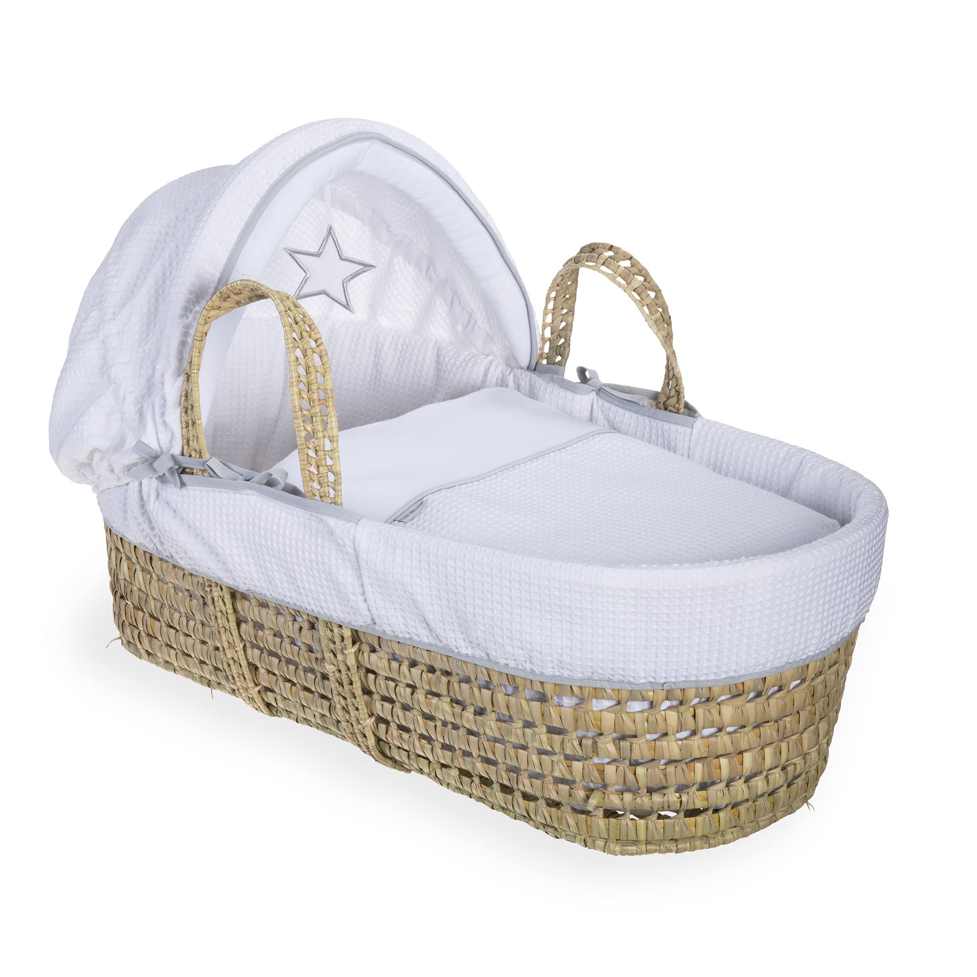 Clair de Lune Silver Lining Palm Moses Basket, White