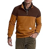 JMIERR Men's Quarter Zip Pullover Quilted Sweatshirt Pullover Long Sleeve Stand Collar Sweater Color Block Sweatshirt