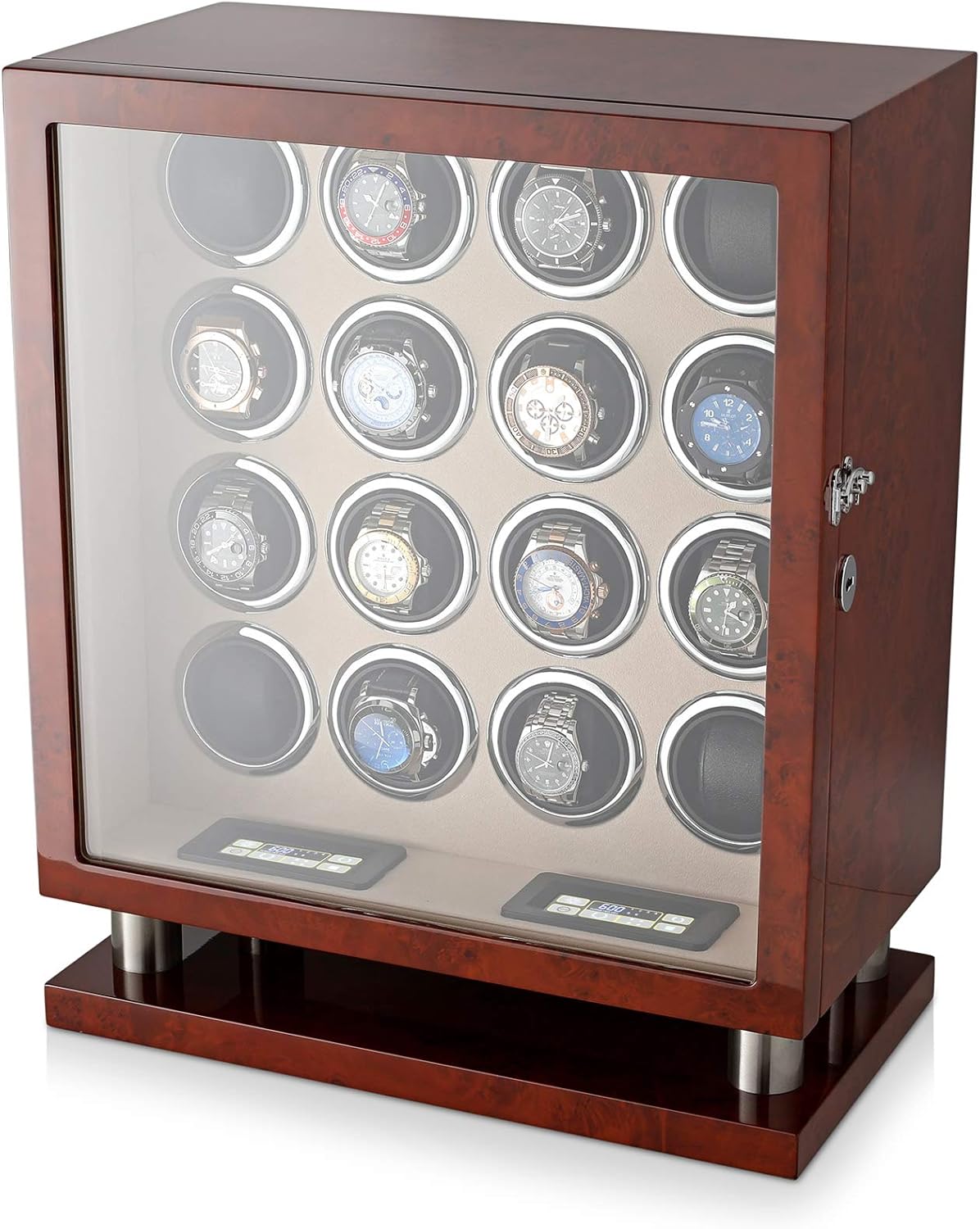 Watch Winder for 16 Automatic Watches with LED Backlight