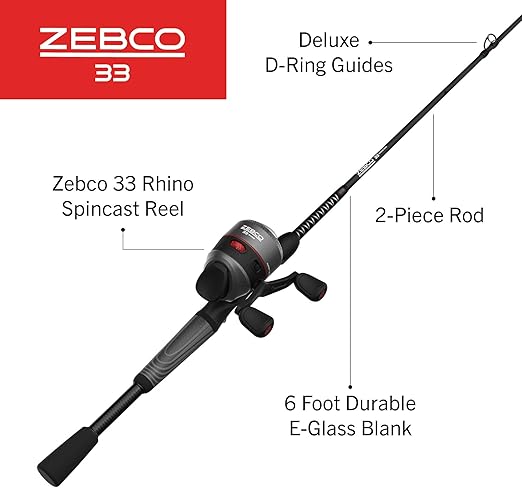 zebco 33 authentic spincast rod and reel combo