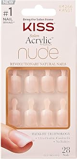 KISS Salon Acrylic French Nude Collection False Nails 28 pcs with Glue