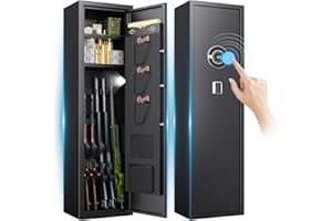 LBVSKK 8-12 Gun Safe,Gun Safe for Rifles and Pistols,No Assembly Required,Biometric Fingerprint Large Rifle Safes for Home,Alarm System,Adjustable Rack,Silent Mode