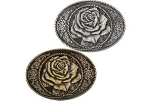 GORGECRAFT 2 Colors Rose Belt Buckle Western Vintage Oval Bohemian Style Flower Metal Alloy Belt Fastener Halloween Gifts Dec