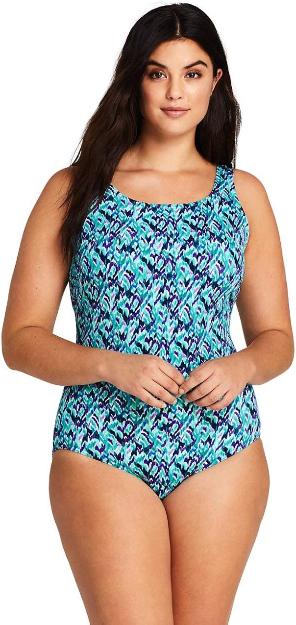 Lands' End Women's Plus Size Tugless One Piece Swimsuit