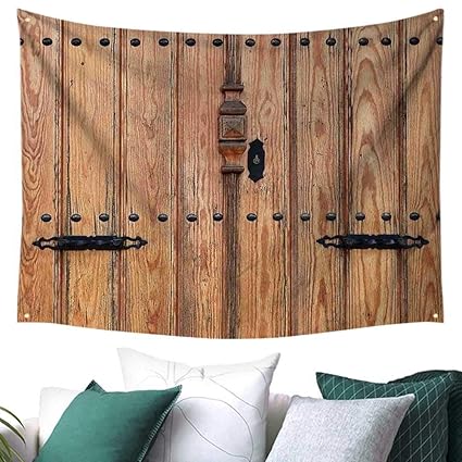 Amazon Com Williamsdecor Rustic Wall Tapestry Hanging Wooden Door