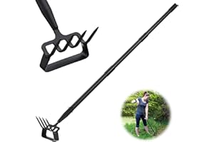 HARRMS Hoe Garden Tools, Stirrup Hoe Weeding Tool, 62" Adjustable Long Handle Stainless Steel Heavy Duty Hula Hoe Tiller Rake for Flower Beds, Patio, Garden Loosening Soil Weeding Digging