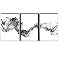 SIGNWIN 3 Piece Framed Canvas Wall Art Mountain with Fog Canvas Prints Home Artwork Decoration for Living Room,Bedroom - 16