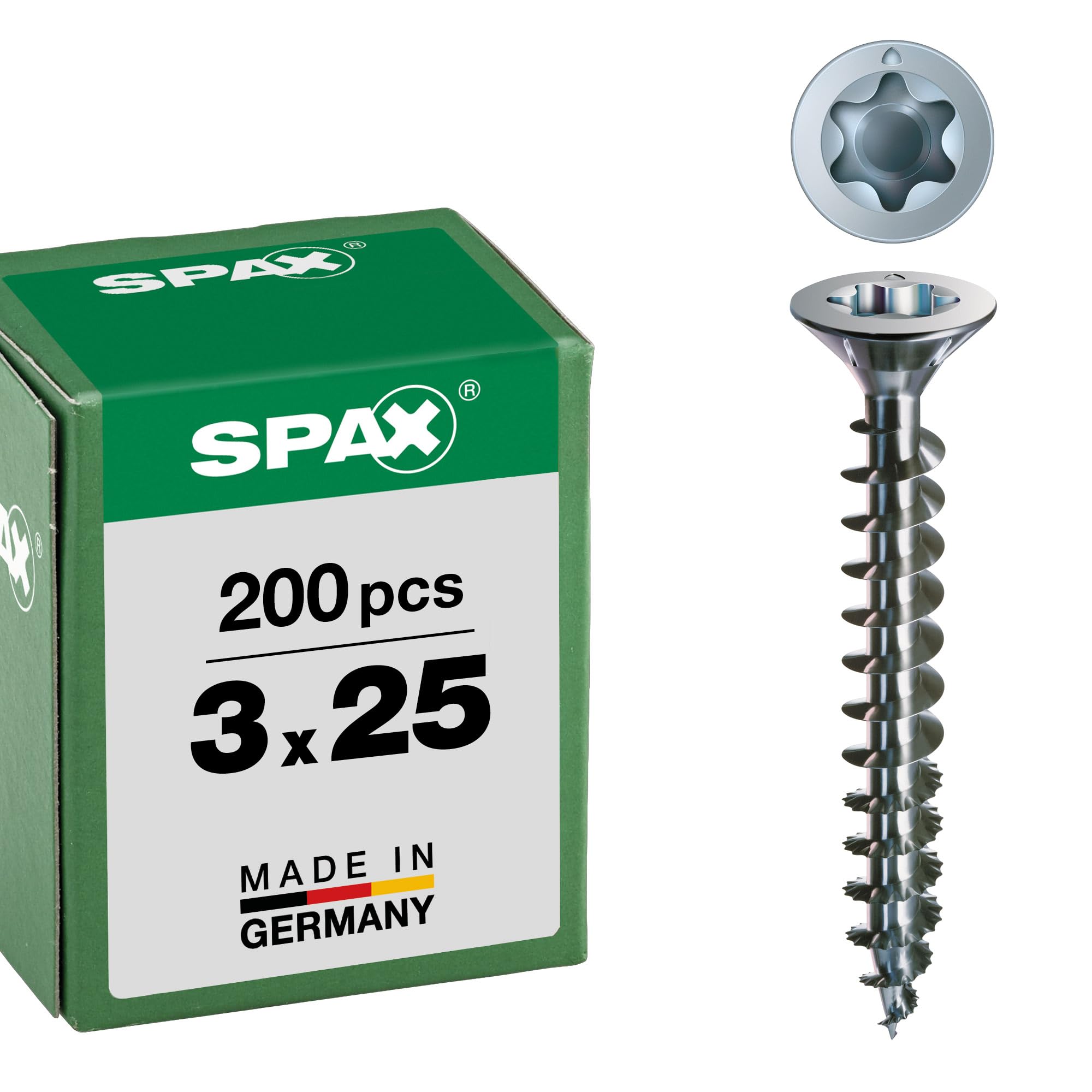 Spax 4CUT 1191010350155 Universal Screw, Countersunk, T-Star Plus, Fully Threaded, Galvanised Blank A2J, 1191010300253 — image 1