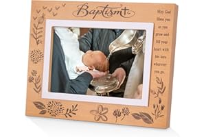 BIKONTRUN Baby Baptism Picture Frame - Baptism Photo Frame for Boys and Girls,Christening Keepsake Photo Frame,Baby Baptism Gifts with Warm and Caring Blessing of Words"May God Bless You Wherever You Go"