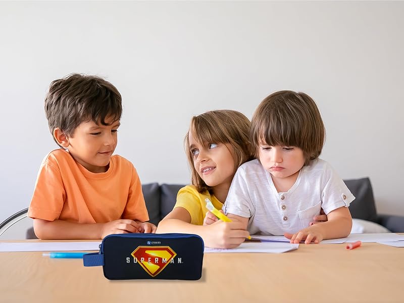 Superman, Estuche cilíndrico, Portatodos, Material Escolar, Estuche, Color Azul, Producto Oficial