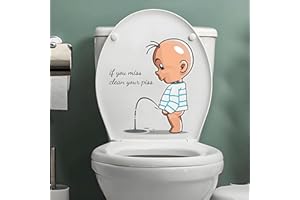 Toilet Stickers, 'If You Miss, Clean Your Piss' Funny Seat Sticker Bathroom Wall Decal, Waterproof Art Sign Decor for Lid and