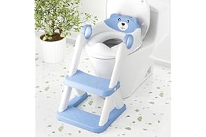 COOSEYA Toilet Seat, Potty Training Toilet Seat for Toddler, Upgrade Potty Training Toilet 2 in 1 Toilet Seat for Boys Girls,Waterproof Soft Mat Non-slip Step Stool